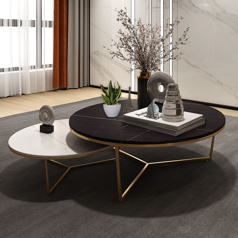 Nordic Rockboard Tea Table Small Family Style Home Living Room Minimalist Modern Creative Light Extravagant Round Small Tea Table Marble