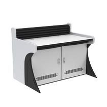 Hui good monitoring operation table yellow wood surface stainless steel full steel workshop computer operating table full white command center console duplex triplex can be set as dispatching desk room computer desk monitoring desk