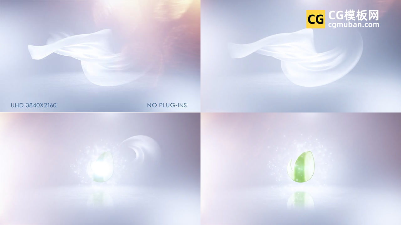 AE模板：简约干净透明丝带绸缎视频开场片头揭幕LOGO动画AE模板 Soft Clean Logo Reveal插图