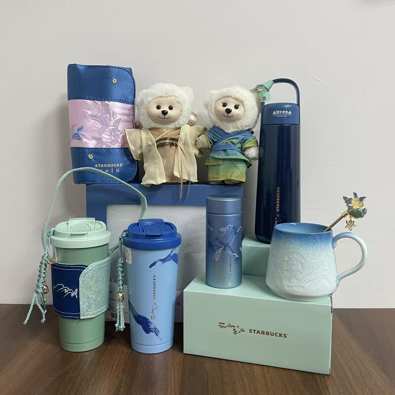 Starbucks 2026 Chinese Style Limited Edition Green Co-Branded High-End Gift Thermos Mug Stainless Steel Desktop Cup Starbucks 2026 Chinese Style Limited Edition Green Co-Branded High-End Gift Thermos Mug Stainless Steel Desktop Cup