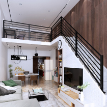 Wrought iron stair handrail guardrail indoor home Modern simple solid wood balcony fence fence attic corridor