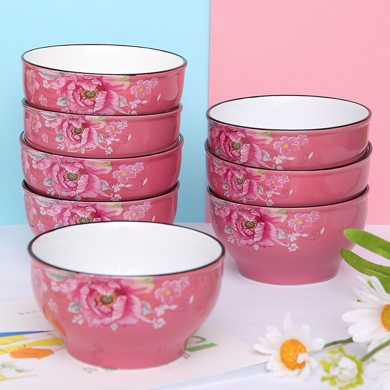 Ceramic Large Bowl Bowl Ceramics Household Bowl Li Be Glaze Bowl Set Thick Preventive Dispensert Rice Bowl Soup