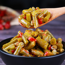 Hunan specialty jar dishes refreshing and appetizing sour beans red oil cowpea Pickles farmers homemade spicy beans