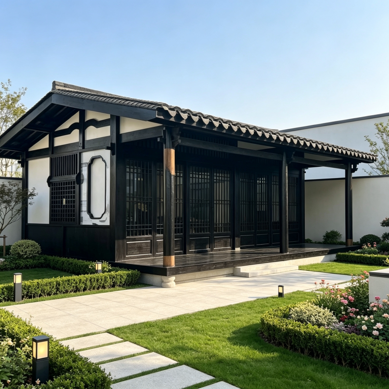 Outdoor Wooden House, Outdoor Courtyard Villa, Landscaping Wooden House, Leisure Tea Room, Wooden House, Outdoor Anti-Corrosion Wood House, Wooden House