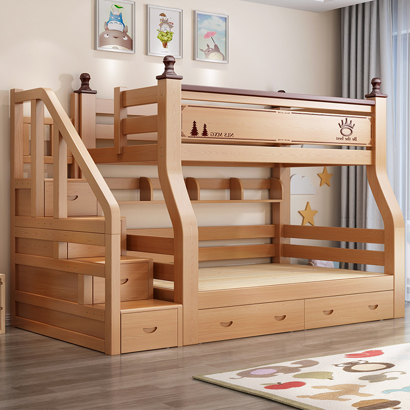 Bunk bed bunk bed rubber wood mother bed home adult bunk bed full solid wood children's bunk bed