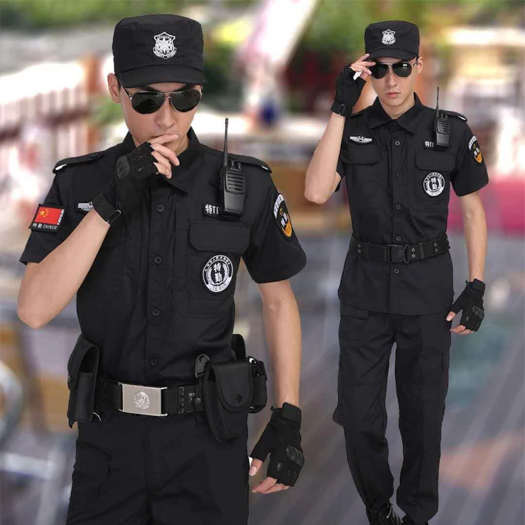 Security uniform summer black security overalls suit men wear-resistant thin section breathable special training suit short-sleeved training suit