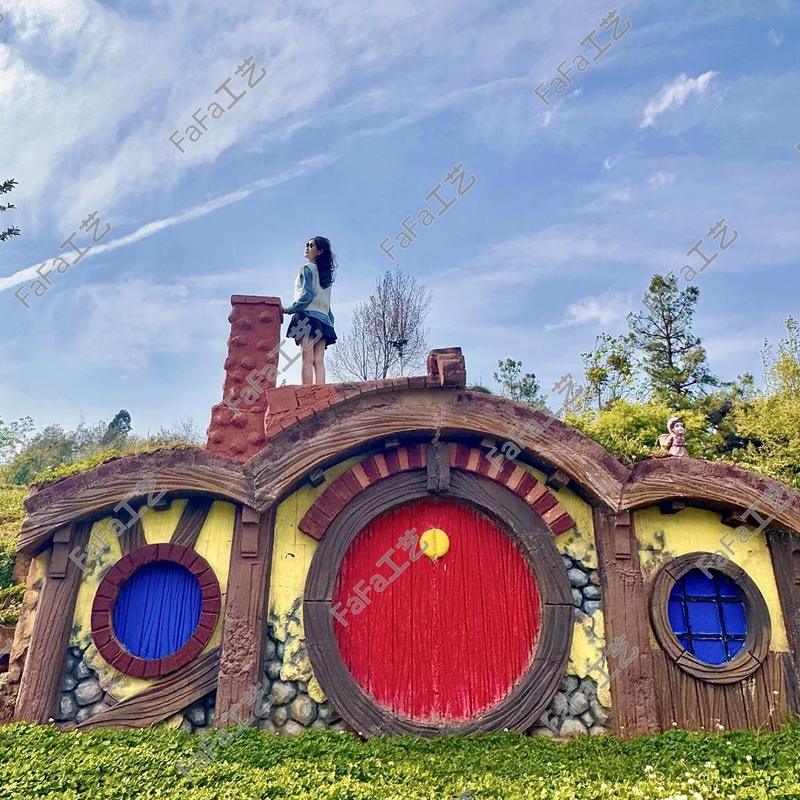 Outdoor Hobbit Cabin Landscaping Ornaments Garden Scenic Spot Farm Internet Celebrity Check-In Photo Background Wall Decorative Sculpture