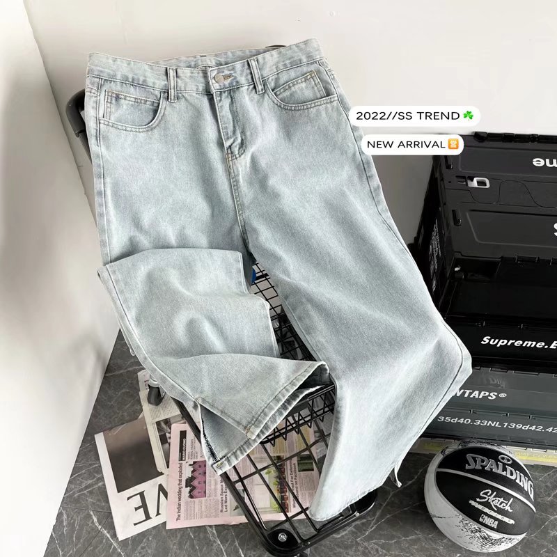 Light-coloured broadlegged jeans Men's spring autumn 2022 new high waist straight cylinder loose display slim high street ins trendy pants