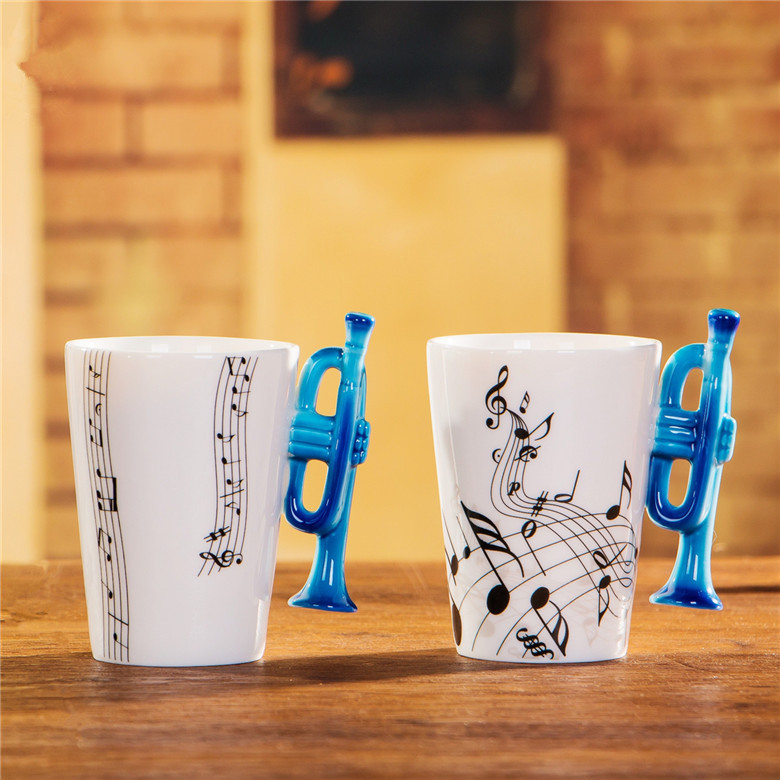 Foreign trade export ceramic musical instrument water cup musical note mug ceramic cup coffee cup small creative gift cup
