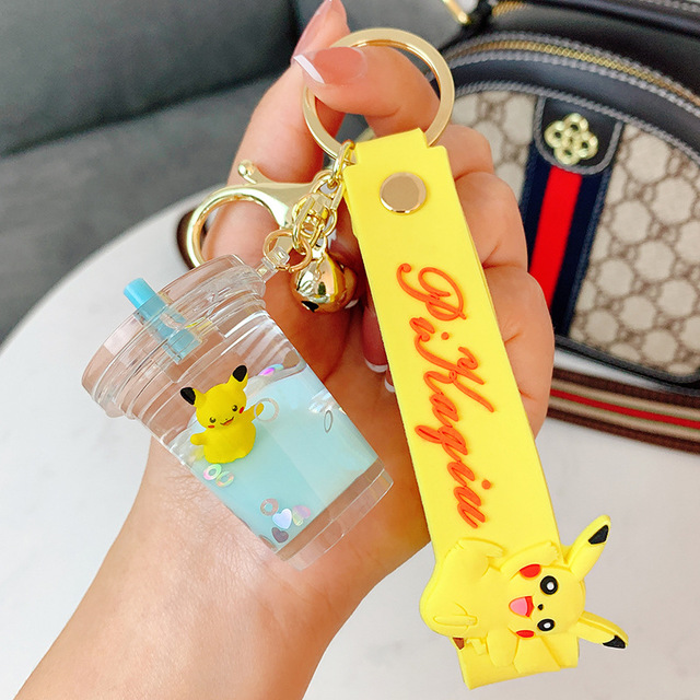 Pikachu Milk Tea Cup - Bluea bag unicorn Milk tea cup Pendant Key buckle female delicate ins lovely Internet celebrity originality girl Bag Hanging decoration