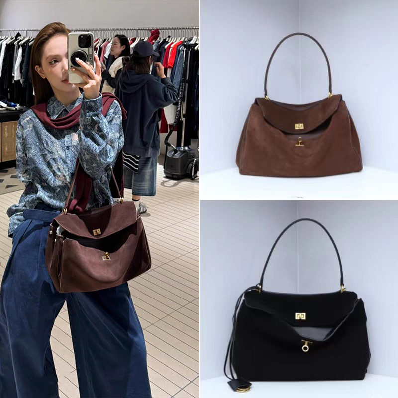 Retro Autumn and Winter Suede Frosted Tote Bag, High-End One-Shoulder Cross-Body Kelly Bag, Women's Large-Capacity Commuter Armpit Bag