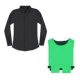 Черный лонгслив, зеленый жилет