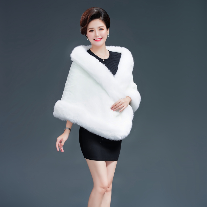 2021 new happy mother-in-law shawl wedding mother imitation fox fur bridal wedding dress cheongsam with high-end cape
