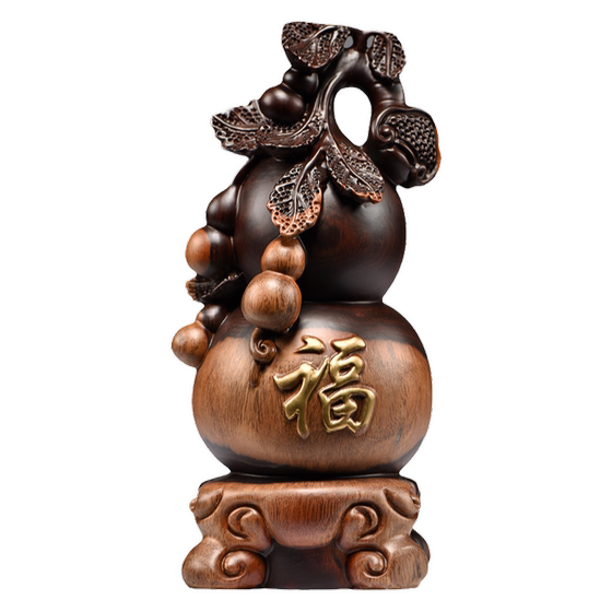 
Ebony solid wood carved gourd Chinese ornaments Living room home office decoration crafts opening gift crafts