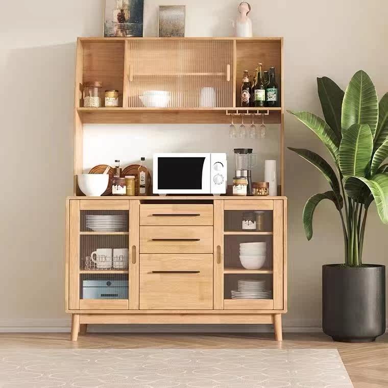 Nordic solid wood dining side cabinet wine cabinet against wall modern minimal household storage to include dish cabinet tea cabinet