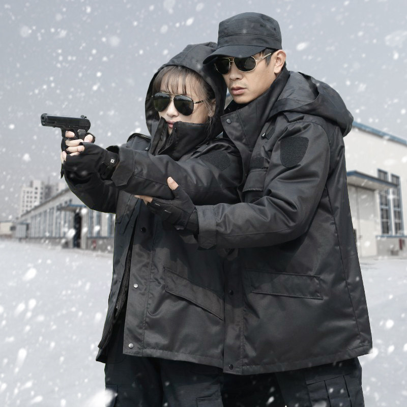 Heavy anti-cold suit Army cotton coat male thickened wind clothes for training coat security Northeastern cotton coat woman waterproof