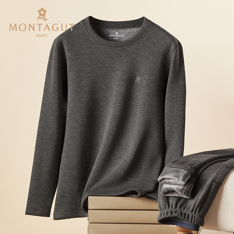 Dreamt cuddling thickened with velvety velvet heating clothes men's thermostatic autumn clothes pants sanitary pants fever Anti-chilling suit Winter