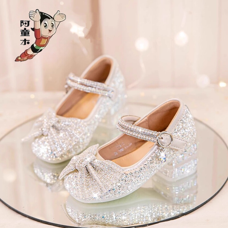 Astro Boy Children's Princess Shoes Girls' High Heels 2026 Spring New Style Girls' Dress Shoes Stage Shoes Crystal Flats