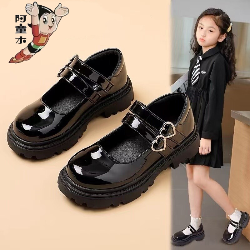 Astro Boy Genuine Leather Girls' Shoes 2026 Spring and Autumn New Children's Performance Shoes Black Dance Shoes for Older Children Single Shoes