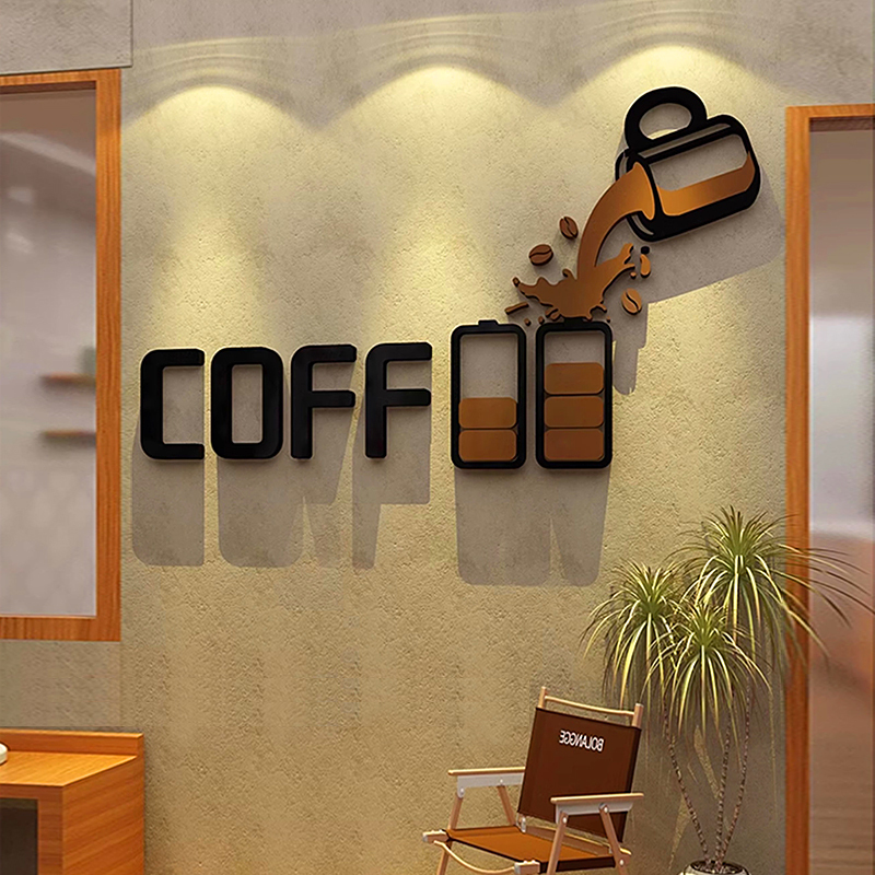 Internet Celebrity Check-In Coffee Shop Wall Atmosphere Photo Area Decorative Ornaments Creative Milk Tea Bar Background Wall Stickers