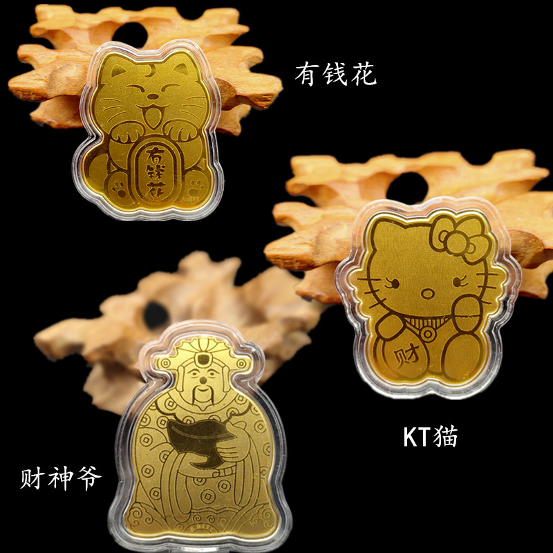 Douyin with the same style of full gold lucky cat mobile phone stickers gold piece royal guard KT cat rich flower mobile phone shell decoration handy gift