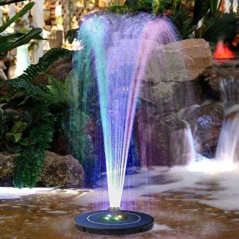Solar mini fountain special pump park fish tank oxygen pump landscape high pressure pump with color lamp battery