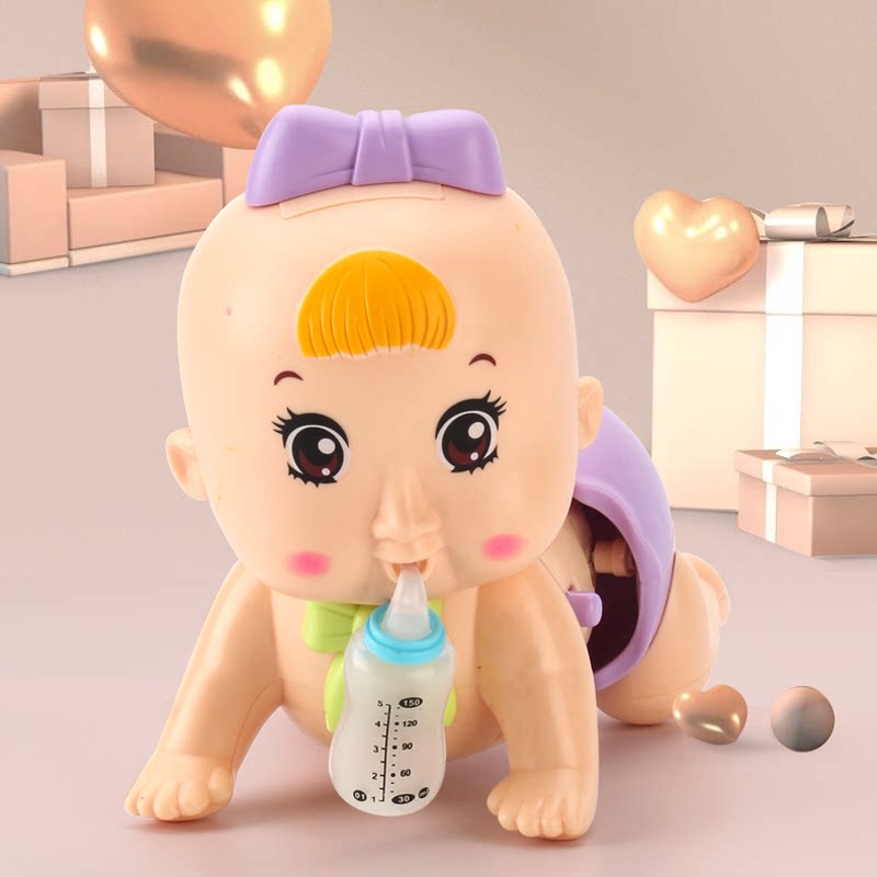 Infants and young children learn to crawl doll toys electric sound and light large bottle crawling baby guide 10-18 months