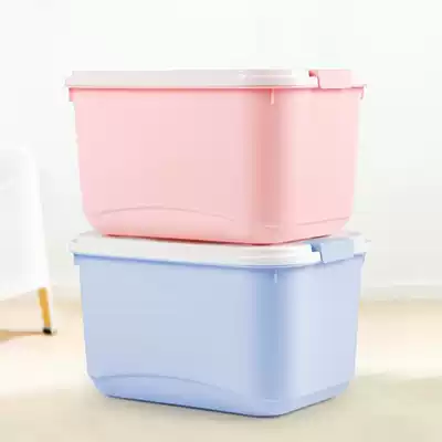 Small storage box home student dormitory for books and clothes, plastic storage box with lid medium