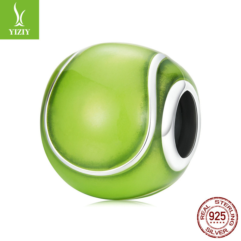 Tennis Bead Bracelet Accessories, Green Sports Style 925 Sterling Silver Jewelry, Bracelet Beads for DIY Bracelets Tennis Bead Bracelet Accessories, Green Sports Style 925 Sterling Silver Jewelry, Bracelet Beads for DIY Bracelets