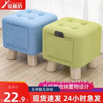 Cloth Art Small Stool Home Short Stool Net Red Small Bench Soft Seat Sofa Stool Brief Living-room Tea Bench Solid Wood Stools