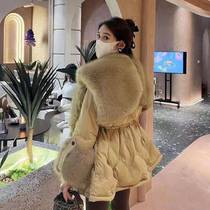 European Angel Wings 2024 Winter New Korean Fashion Down Jacket Womens Large Fur Collar Medium Long Thickened Jacket