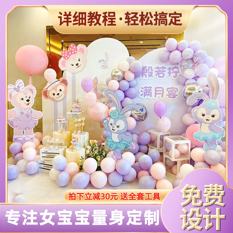 Star Didew Birthday Decoration Scene Placement Girl Baby ten ten-100 100 Bright Balloon Kt Board Background Wall-Taobao