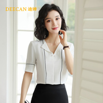 DEECAN Goddess Fan Professional Shirt 2021 New White Collar Work Design Sense Minor Chiffon V-neck Shirt Summer