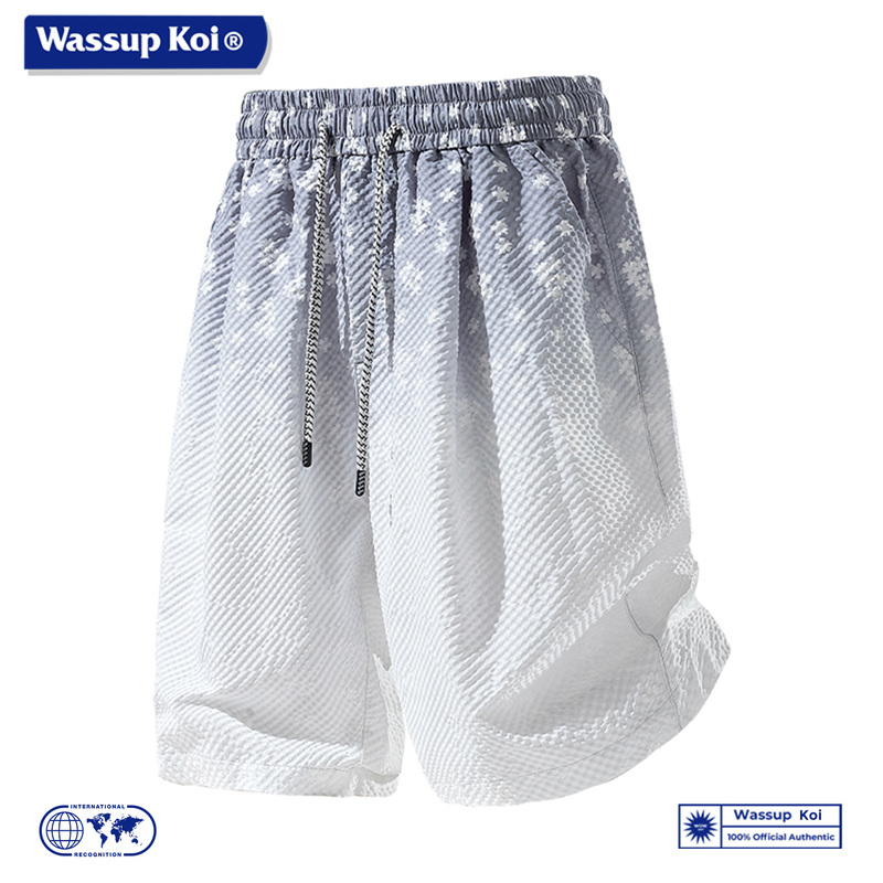 Wassup Koi Starry Sky Pattern Gradient Tie-Dye Shorts Men's Summer Thin Breathable Casual Loose Shorts for Men