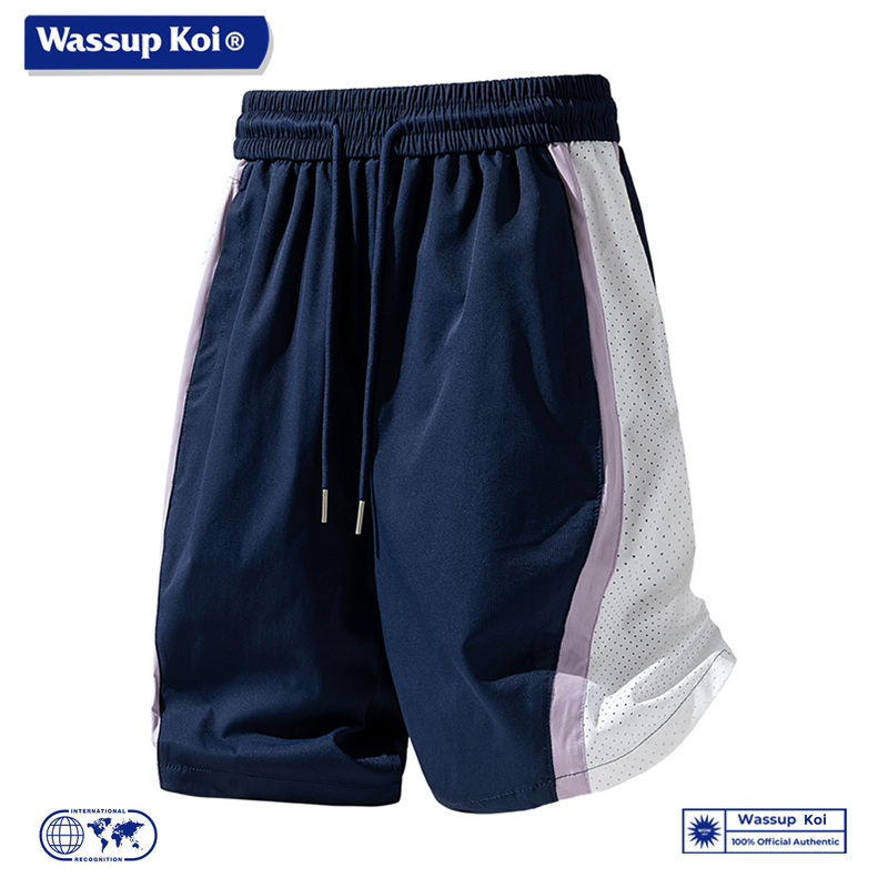 Wassup Koi Color-Blocked Sports Shorts for Men, Summer Loose Quick-Dry Five-Point Pants, Basketball Fitness Pants with Elastic Waistband Wassup Koi Color-Blocked Sports Shorts for Men, Summer Loose Quick-Dry Five-Point Pants, Basketball Fitness Pants with Elastic Waistband