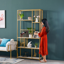Nordic home bookshelf display stand Floor-to-ceiling living room light luxury simple office shelf Wrought iron multi-layer storage rack