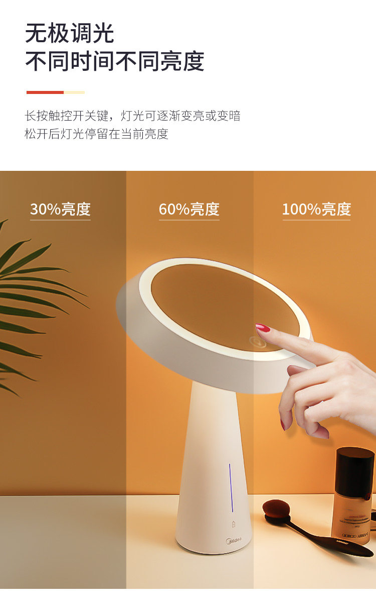 美的 MIOU 美悠 可充电 多功能化妆灯 台灯 小夜灯 双重优惠折后￥99起包邮