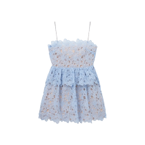 self-portrait 2024 early autumn new mist blue suspender lace cake skirt dress short skirt