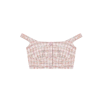 self-portrait 2023 early autumn pink temperament sweet and cool sequined collarless sleeveless vest top