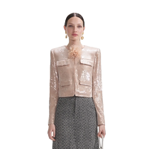 self-portrait 2024 new autumn and winter light gold sequin flower decorated jacket top