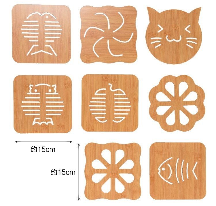 Bamboo household mat Dish mat Dining mat Coaster bowl Anti-hot pot mat plate Bamboo mat table square insulated dish plate