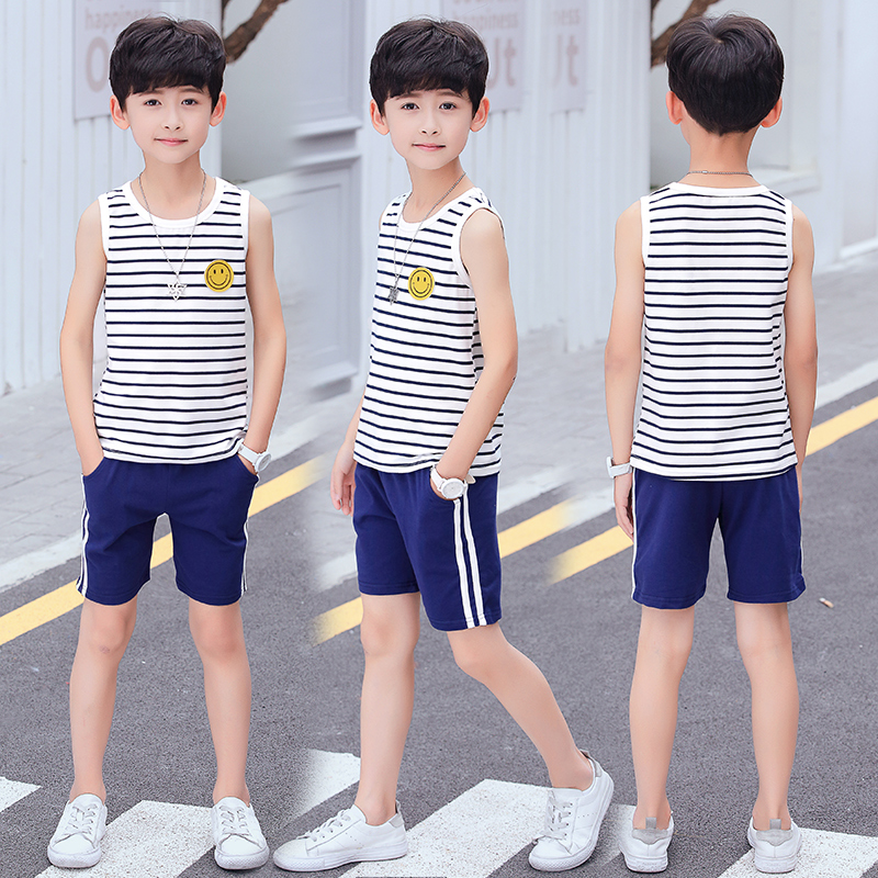 Boys bộ vest 2019 mới mùa hè váy vừa boys boys quần short cotton trẻ em dành cho trẻ em của hai mảnh mỏng.