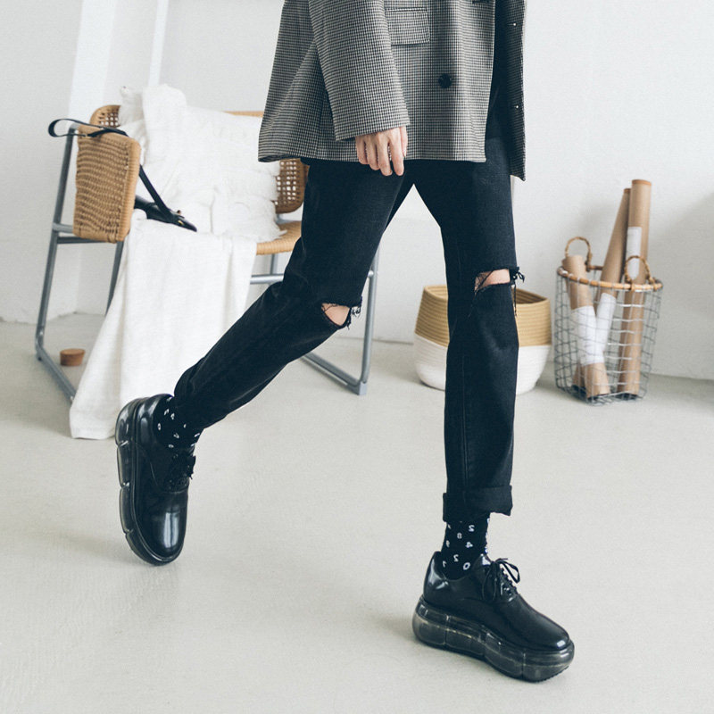 Large size women's ripped jeans women's summer thin section 2022 new mm fat high waist straight pants ins tide