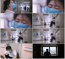 Hospital corridor collapse sad expression hesitation depressed unhappy sad character real shot video material