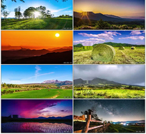 Blue sky and white clouds Sunrise grassland sunshine rural farm dairy plateau delayed real video material