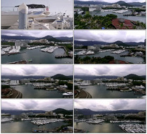 Yacht club golden collar noble life yacht seaside Dameisha harbor pier real shot video material