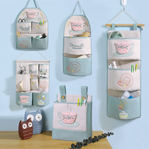 Bedside storage bag Fabric mobile phone storage storage bag hanging bag wall hanging door rear small cloth bag hanging wall