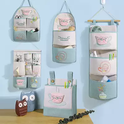 Bedside storage bag Fabric mobile phone storage storage bag hanging bag wall hanging door rear small cloth bag hanging wall