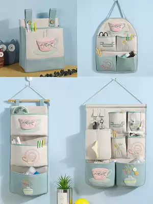 Fabric mobile phone wall storage bag door rear hanging wall storage bag hanging bag wall hanging bedside small cloth bag large capacity