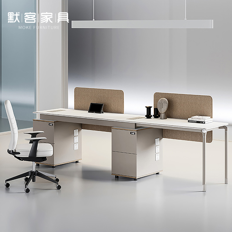 Staff Desk Chair Composition Table Brief About Modern station Staff Office Single-row Screen Single-position computer desk